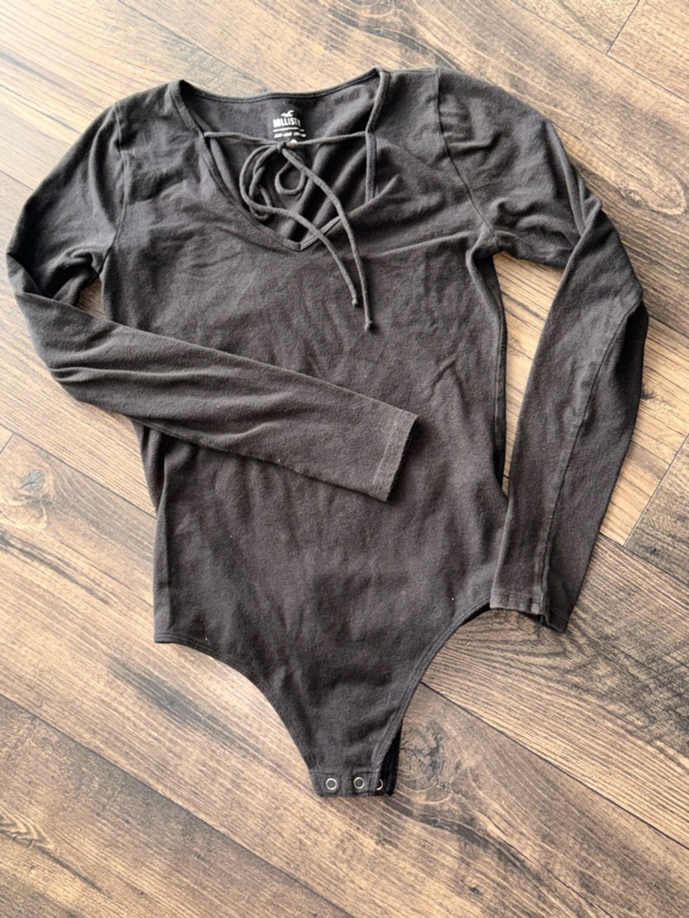 Hollister Black Lace-Up Long Sleeve Kids One-Piece Bodysuit